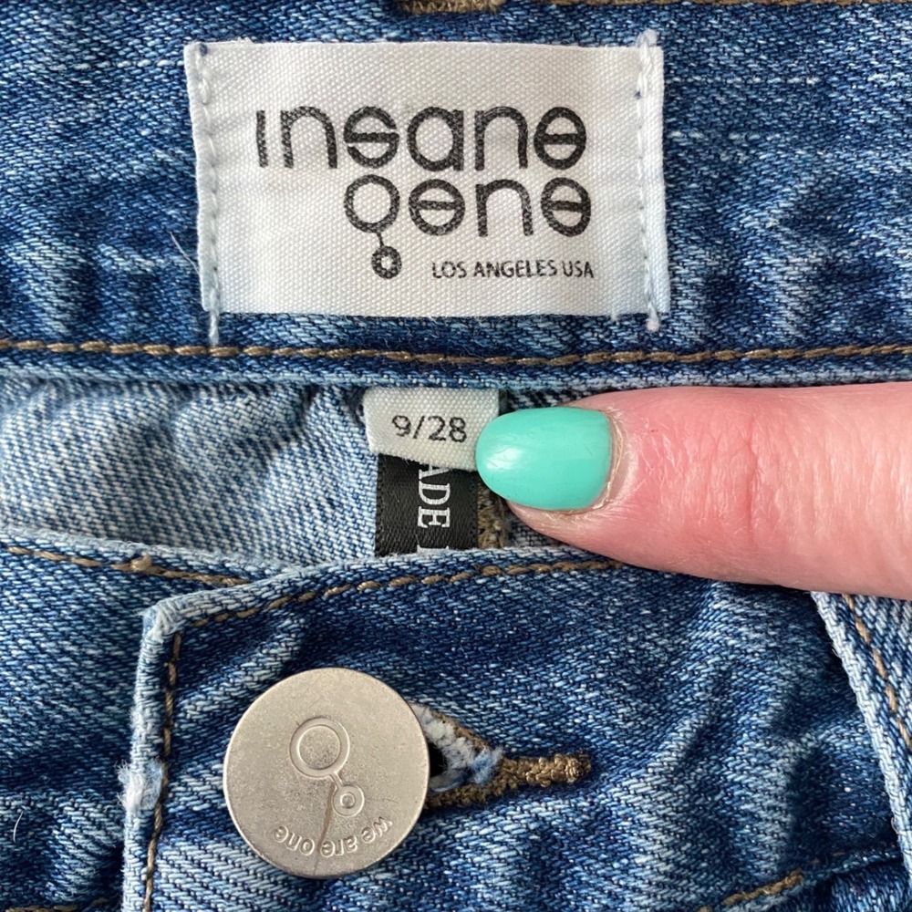 Insane Gene Womens High Waisted Straight Leg Side Slit Jeans Blue Size 9/28 - Picture 3 of 12